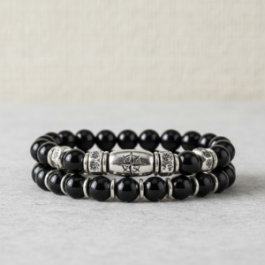 Atlas Black Beaded Bracelet